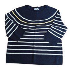 UNIQLO INES DE LA FRESSANGE Border Knit L Navy White Yellow Cotton