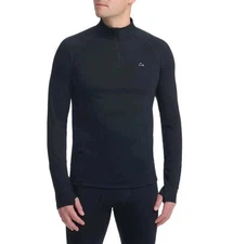 Paradox Men's 1/4 Zip Merino Blend Performance Base Layer Top, Black