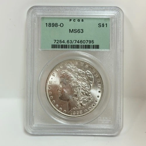 1898-O PCGS MS63 Morgan Silver Dollar in Old Green Holder (OGH)