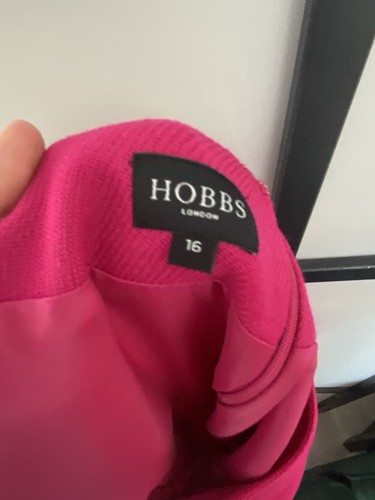 Hobbs Pink 100% Wool Short Sleeve Dress Size 16 Waist Detail With Pleating - Picture 10 of 12