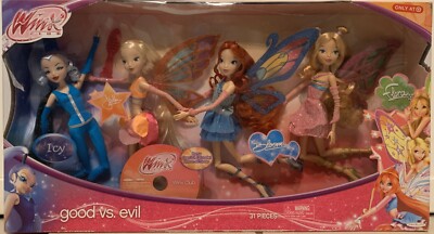 Winx Club Good vs Evil 4 Doll Set Icy Stella Bloom Flora 2012 Target Exclusive