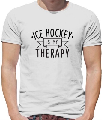 Ice Hockey Ist Meine Therapie Herren T-Shirt Spieler Puck Kurzarm Fun Liebe