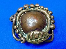 Antique Brutalist Round Dome with Leaf Hippy Vibe Artisan Vintage Belt Buckle