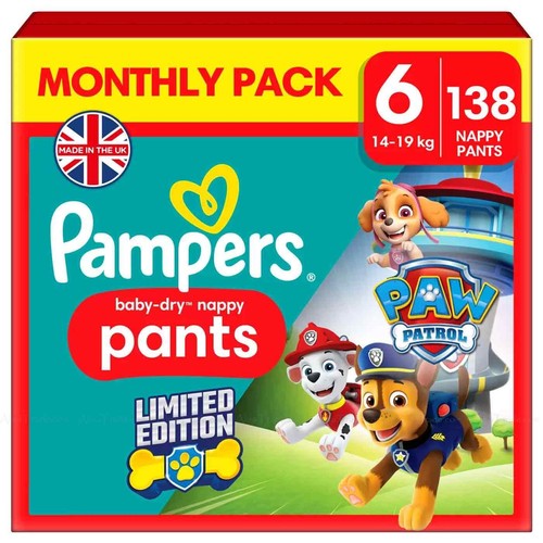 Pampers Paw Patrol Baby Dry Size 6 Diaper Pants 1419kg Monthly Pack