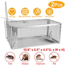 2 Pack Mouse Trap Rat Trap Chipmunks Voles Rodent Trap Cage Live Animal Traps