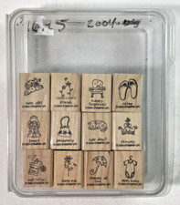2004 Stampin' Up A Little Love Lot of 12 Rubber Stamps Wood Mounted Used