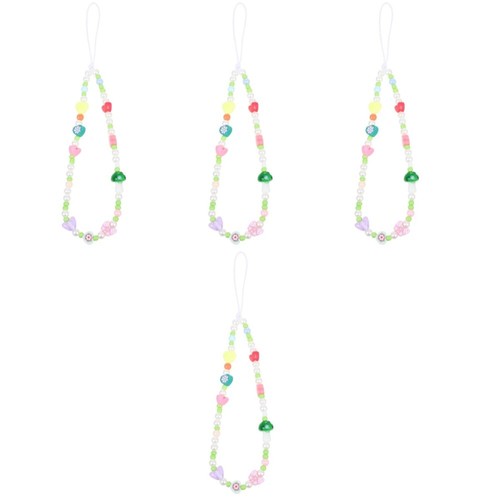 4 Stück Kontrast Farbe Perlen Schlüsselband Miss Handy Dekoration Charm Band