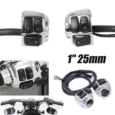 1'' Handlebar Switch Housing Wiring Harness Fit For Harley Dyna Softail Chrome
