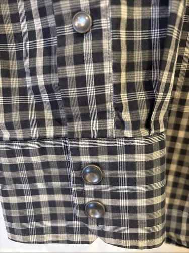 Banana Republic Men’s Shirt Western Style Pearl Snap Front Black White Plaid M - Picture 2 of 9