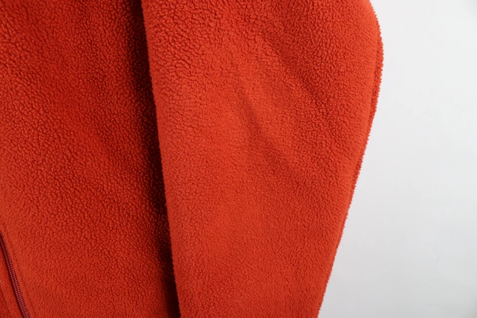 Vintage LL Bean Mens Size Medium Faded Spell Out Full Zip Fleece Jacket Orange - Image 4 of 4