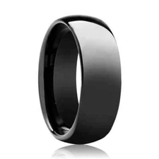 7mm Men or Woman Tungsten Carbide Black Domed High Polish Wedding Band Ring