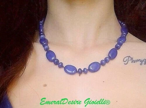 COLLANA VERI LAPISLAZZULI NATURALI ANNODATA A MANO BY EMERALDESIRE GIOIELLI® - Immagine 2 di 4