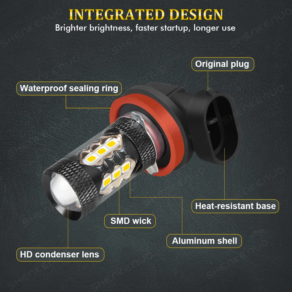 2x H8 40W 3000K Golden Yellow For BMW Angel Eyes Halo Rings Foglight Bulbs NEW - Image 3 of 4