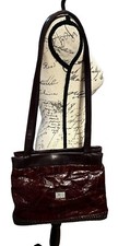 Mc Mark Chantel Eel Skin Dual Handle Purse Maroon Doctor Bag Satchel Handbag Bag