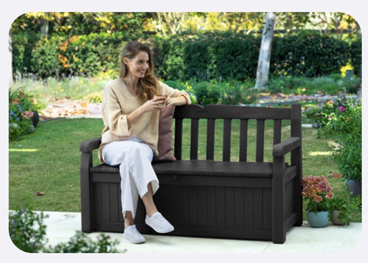 Keter Eden Bench 265L Outdoor Garden Storage Box Grey eBay