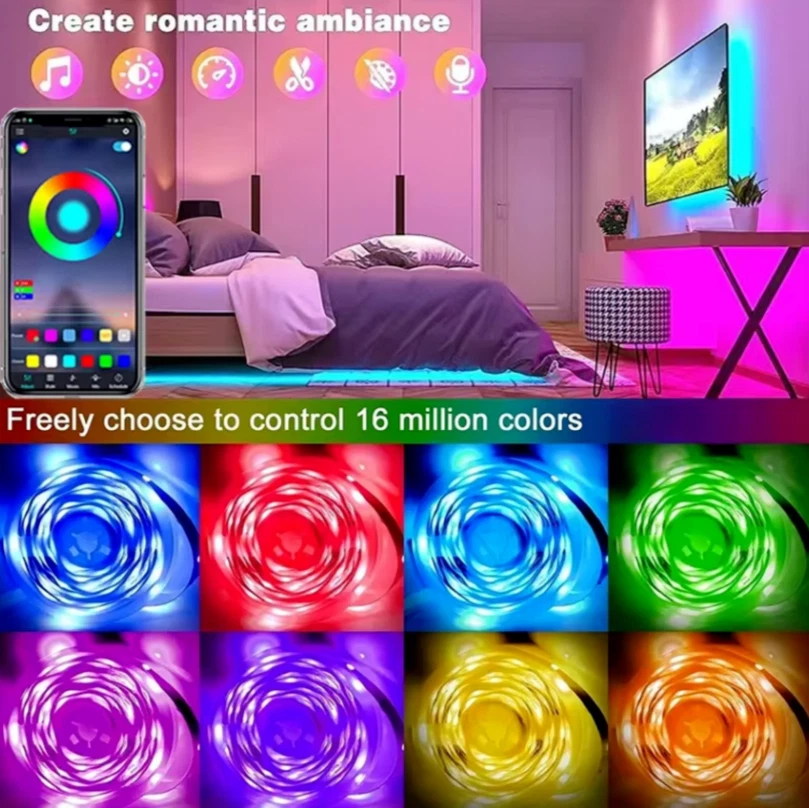 Striscia LED RGB USB Flessibile Controllo APP 5050 per TV e Decorazione - Immagine 2 di 4