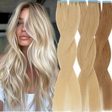 20/40/60PCS Tape In Real Remy Human Hair Extensions THICK Full Head Skin Weft US