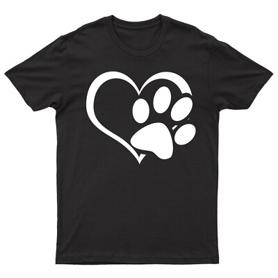 Pfotenherz Herren T-Shirt Tierliebhaber Hund Idee lustig Neuheit Tee Oberteil