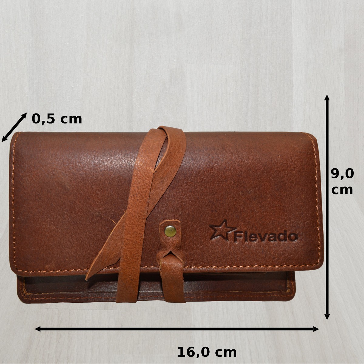 Tabaktasche braun aus echtem Leder mit Paper Fach Tabakbeutel