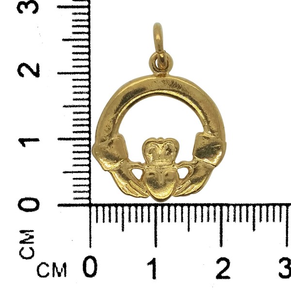 Alternate view of .925 Sterling Silver Gold Plated Claddagh Charm Pendant