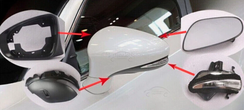 Side Mirror Cover Cap Lamp Lower Cap & Mirror Fram For Lexus CT200h 2011 ~ 2018 - Imagem 3 de 4