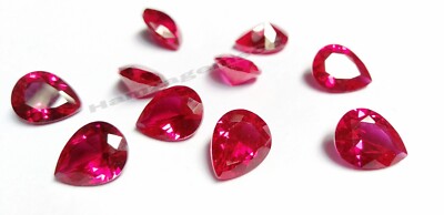 Cubic Zirconia 3A quality Pear Shape Pink Ruby Color Loose Stones 3x5 - 10x12mm