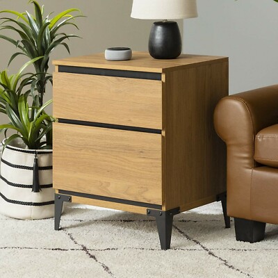 Brand New Walker Edison Modern Wood Rectangle Side End Table English Oak OS119