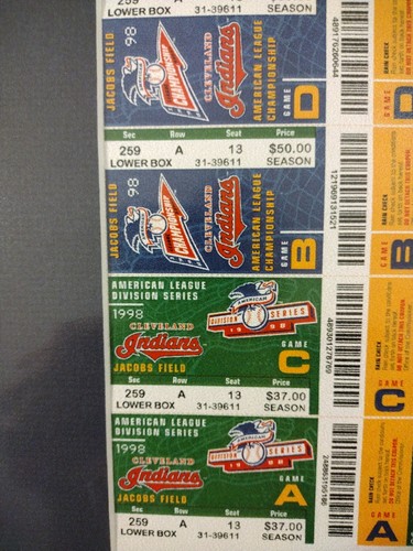 CLEVELAND INDIANS World Series Tickets UNCUT Game American Champion PHANTOM NEW - Picture 10 of 15