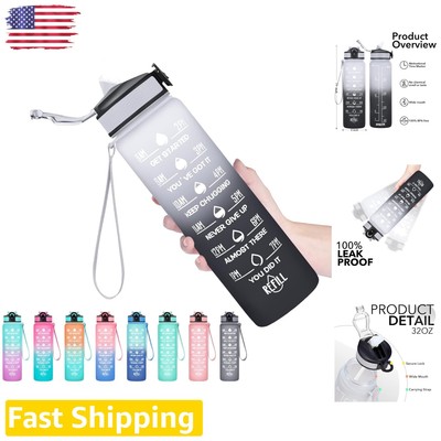 Versatile 32 oz Sports Bottle with Time Markers and Straw - Hydration on the Go