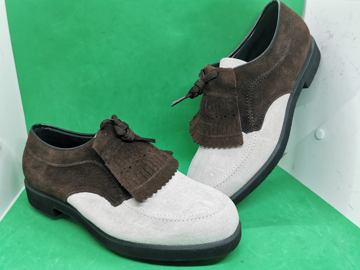 Vintage HUSH PUPPIES Men's Suede Leather Golf Shoe Size 7.5M Biege
