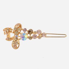 USA FLOWER Hair Clip Hairpin Rhinestone Crystal Elegant Unique Brown Gold 48