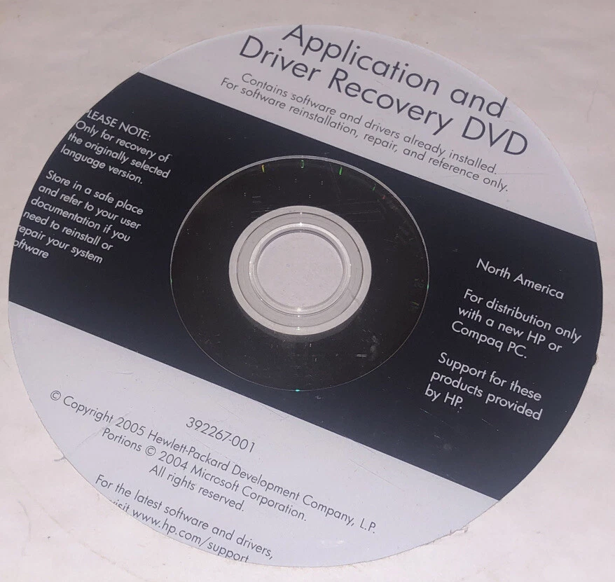 2005 HP Application And Driver Recovery DVD North America 392267-001 New Sealed - Image 3 of 3