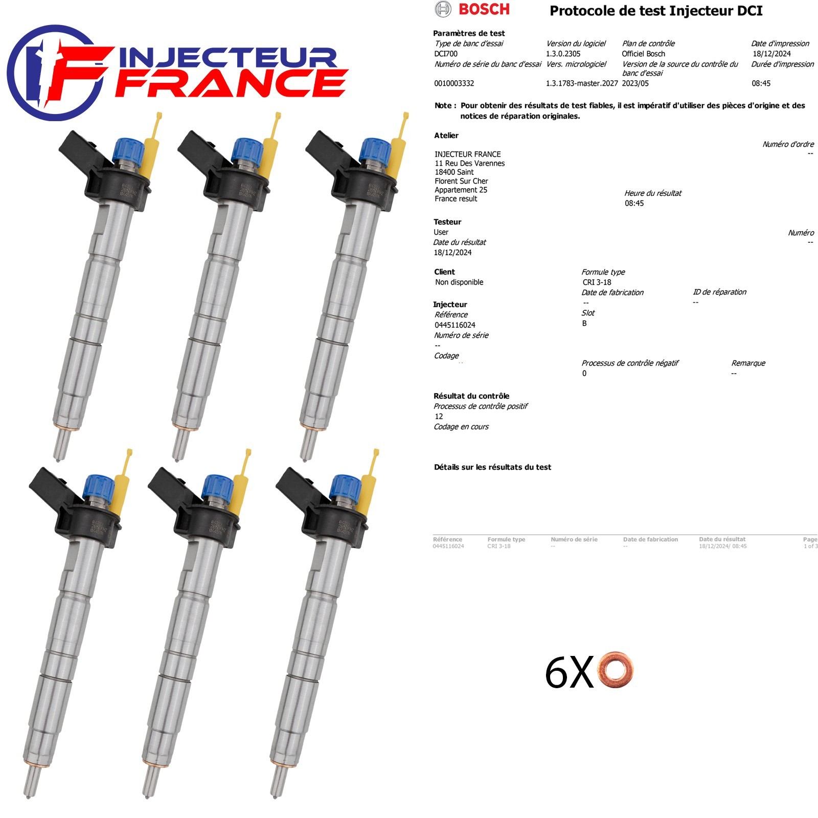 6x 0445116024 Injecteur  BMW Carburant E81 E87 E82 E88 E90 E91 120d 13537805428