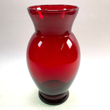 Anchor Hocking Royal Ruby Hexagonal Ribbed Glass Vase 8.5" — listing 4