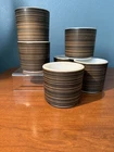 Set of 6 Vintage Pyrex Mugs Terra Brown Black Stripe 13 oz Cups Mugs
