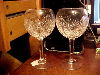 Pair Of 2 Waterford 7 3/4" HEALTH Millennium Series Balloon Toasting Goblet Set
