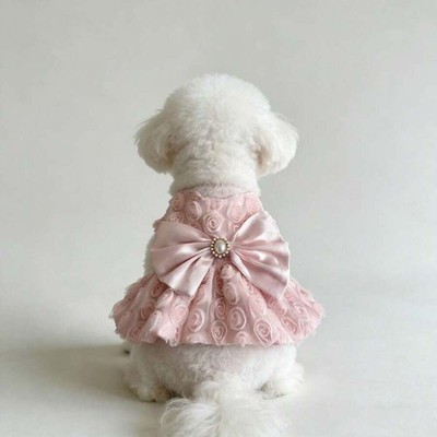Elegant 3D Rose Flower Pet Costume Harness - Ideal Wedding Dress for Dogs and Ca