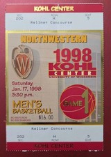 Wisconsin Badgers Northwestern Basketball Ticket 1/17 1998 1st Game Kohl Center