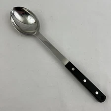 MSE Martha Stewart Everyday Stainless Solid Spoon Black 3 Rivet Handle 13”
