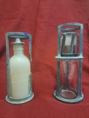 2 Soda Acid Fire Extinguisher Metal Carriers, Glass &Plastic Phials, Stopples