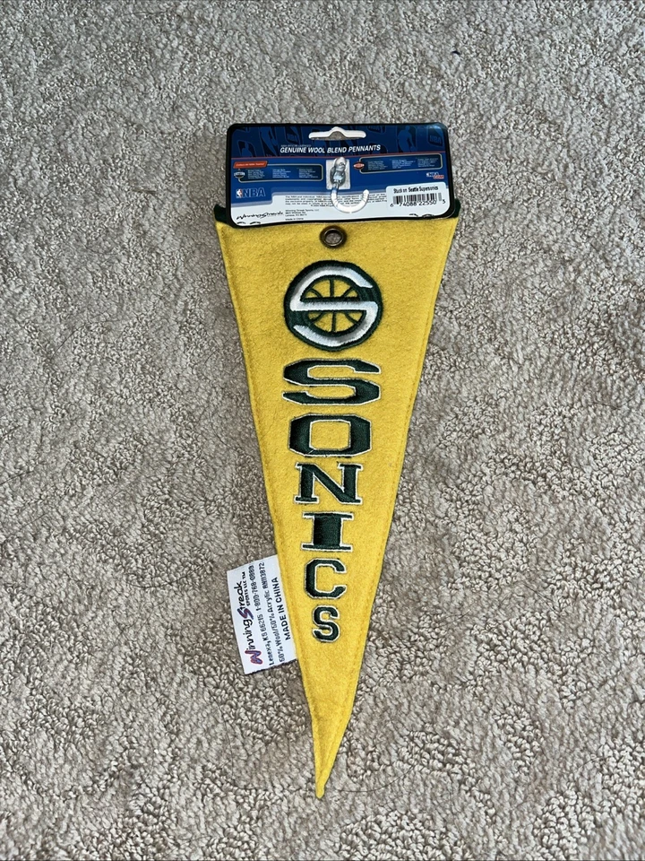 VTG Seattle Supersonics Wool Blend Mini Pennant 11" x 5" Winning Streak NWT - Image 2 of 3