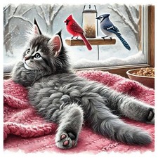 Diamond Painting Kits Cat for Adults, Diamond Art Kits for Beginner, DIY 5D Roun