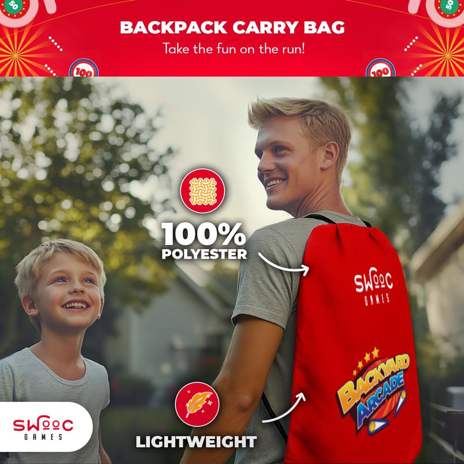 SWOOC Games - Backyard Arcade&trade; | 2-in-1 Bean Bag Toss Game for Kids w/Carry B...