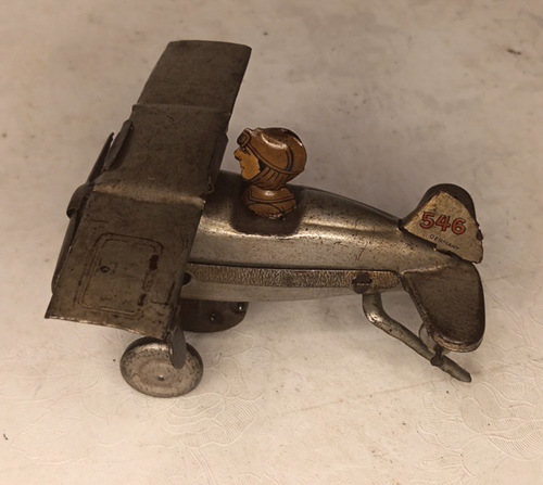 Vintage TESTED Late 1940's Tin Wind-Up "Flip" Airplane Made in US Zone, Germany - Picture 1 of 10