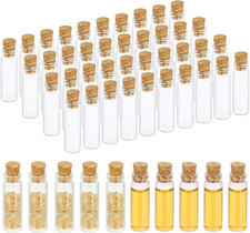 2Ml Tiny Glass Bottles Vials, 50Pcs Mini Clear Bottles Glass Empty Jars with Cor