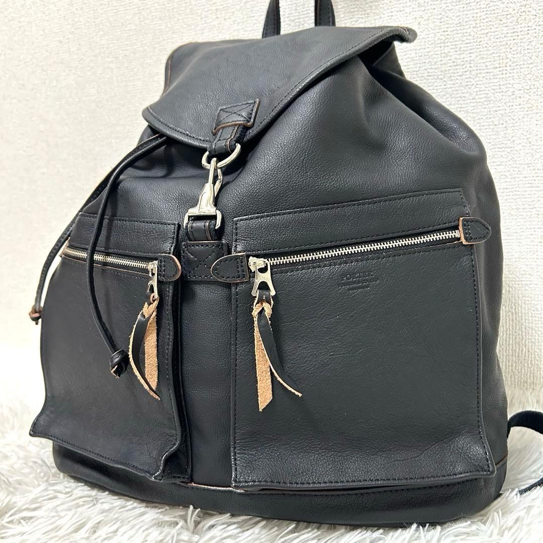 Structure Porter Leather Backpack Black Rare Used - image 1