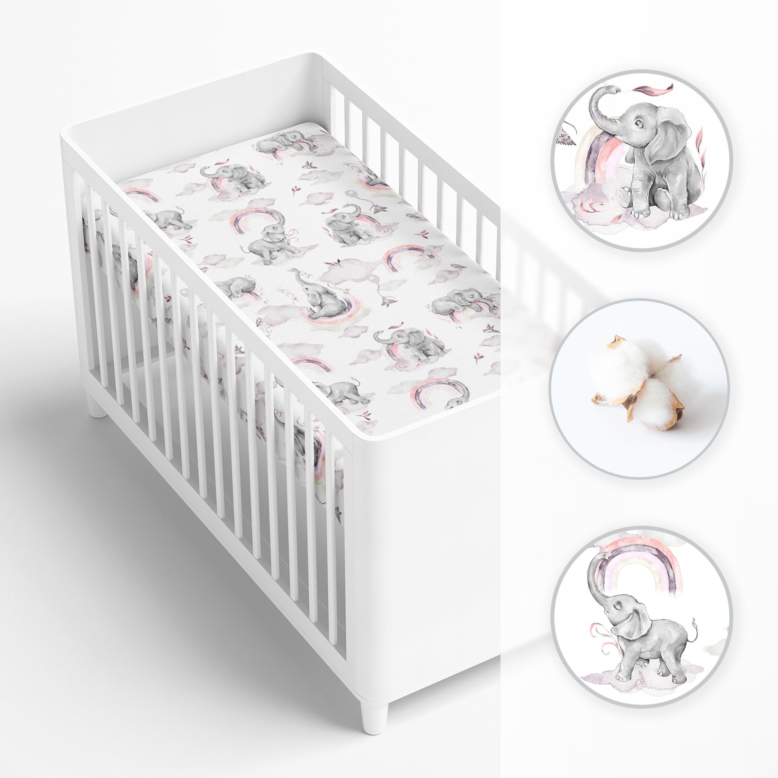 Drap-housse 140x70 cm en pur coton blanc pour matelas de lit bébé - 3