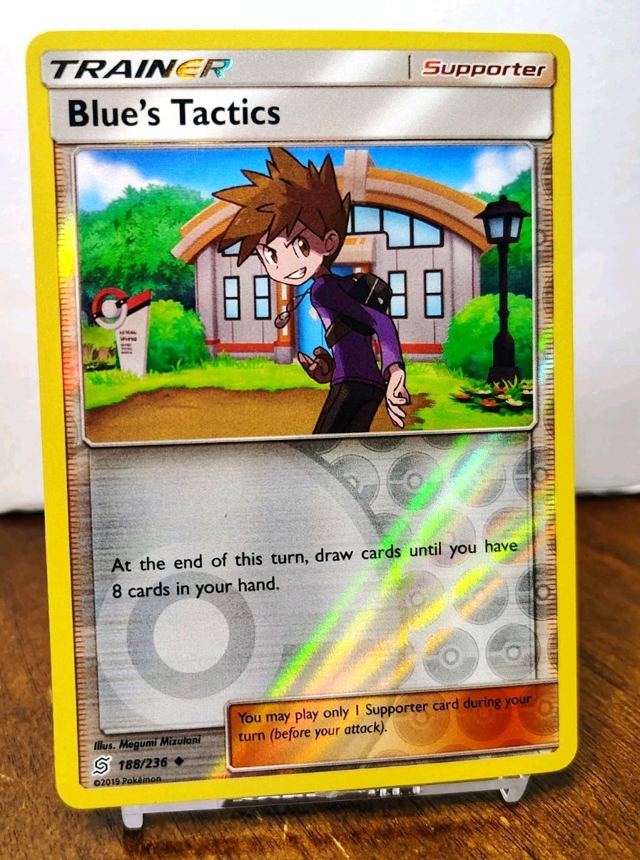 POKEMON BLUE'S TACTICS 188/236 REVERSE HOLO TRAINER UNIFIED MINDS LP-NM