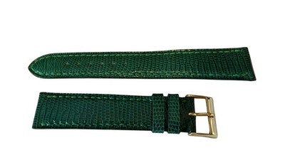 Vintage Green Leather Watch Strap Lizard Pattern Town & Country 18mm