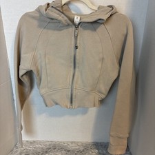 Lululemon Women's Scuba Full-Zip Cropped Hoodie Latte Beige Size 4 -some Stains